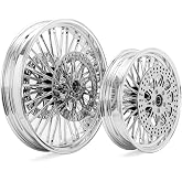 TOFR 21x3.5 16x3.5 Chrome Wheels w/ 11.5 Rotors For Harley Touring 00-07 | Polished Brake Rotors, Tubeless Fat Spokes,Fits Harley Touring Road King Electra Glide Street Glide Road Glide 2000-2007