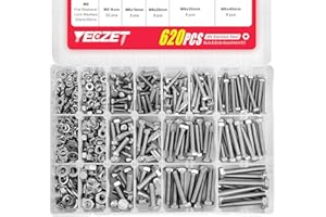 YEEZET 620PCS M4 M5 M6 Heavy Duty Bolts and Nuts Assortment Kit, 304 Stainless Steel, includes 13 Most Common Sizes