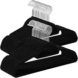 SONGMICS Velvet Hangers Set of 50 Coat Hangers with Tie Bar 360° Swivel Silver