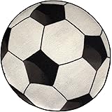 JynxtoyZeal Fußball Teppich 60x60cm - Runder Kurzflor Teppich Für Kinderzimmer