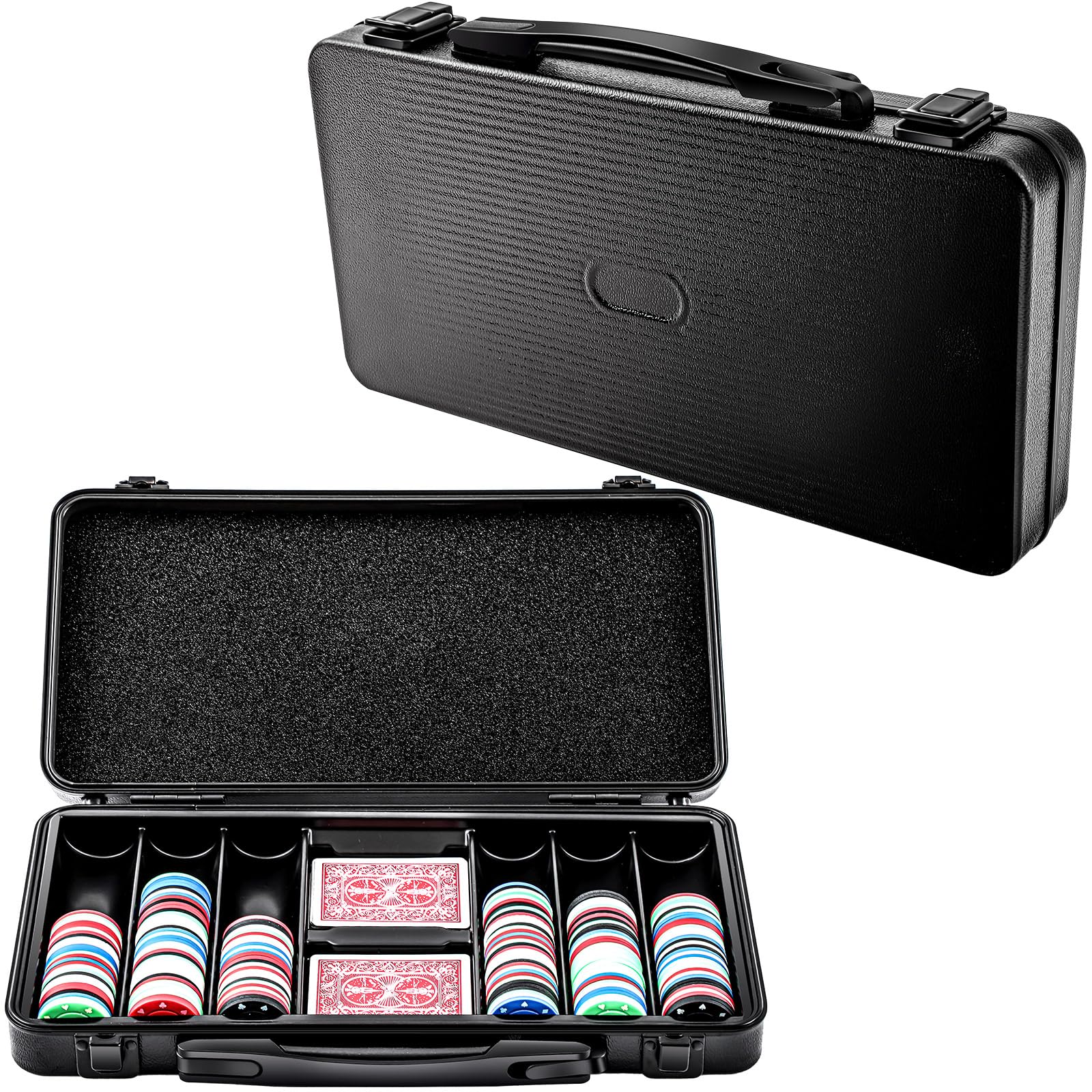Photo 1 of Chunful 300 Pcs Capacity Poker Chip Case 15.8 x 7.9 x 2.4 Inch Empty Poker Chips Holder Black Storage Carrying Case with Full Protection