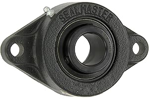 Sealmaster SFT-20R Standard Duty Flange Cartridge Unit, 2 Bolt, Regreasable, Felt Seals, Setscrew Locking Collar, Cast Iron Housing, 1-1/4" Bore, 5-9/16" Overall Length, 4-19/32" Bolt Hole Spacing Width, 17/32" Flange Height, ±2 Degrees Misalignment Angle
