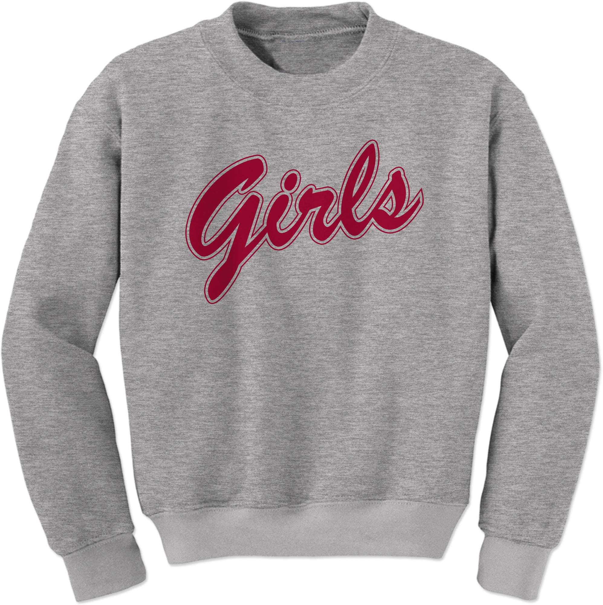 FerociTees Girls Rachel Monica Men and Womens Crewneck Sweatshirt (Red Lettering)