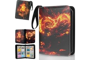 MOMOTALO Trading Card Binder, Compatible with Pokemon Cards, 400 Pockets, Dragon Mega Evolution, Red