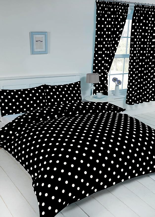 King Size Bed Polka Dot Black / White, Duvet / Quilt Cover Bedding Set