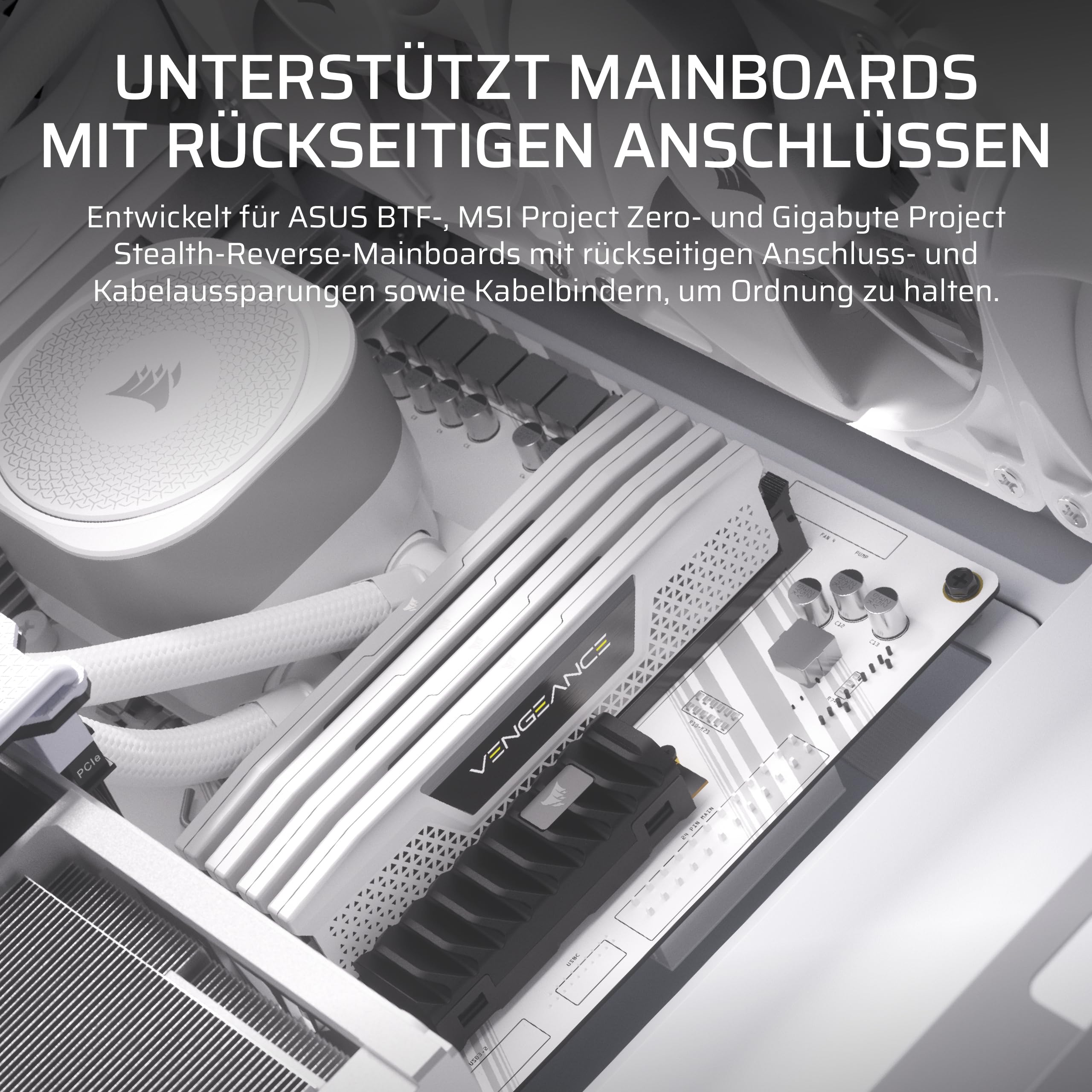 CORSAIR Frame 4000D RS Modulares Mid-Tower-PC-Gehäuse mit Hohem Luftstrom – 3X RS-Lüfter – InfiniRail-Lüfterhalterungssystem – ASUS BTF, MSI Project Zero und Gigabyte Project Stealth – Weiß 8