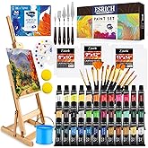 ESRICH Acrylic Paint Set, 64PCS Painting Supplies with Wooden Easel, Brushes, 36 Colors Acrylic Paint, Canvases, Palette, Paints Knives Etc, Painting Kit for Adults, Students, Hobbyists, Beginners