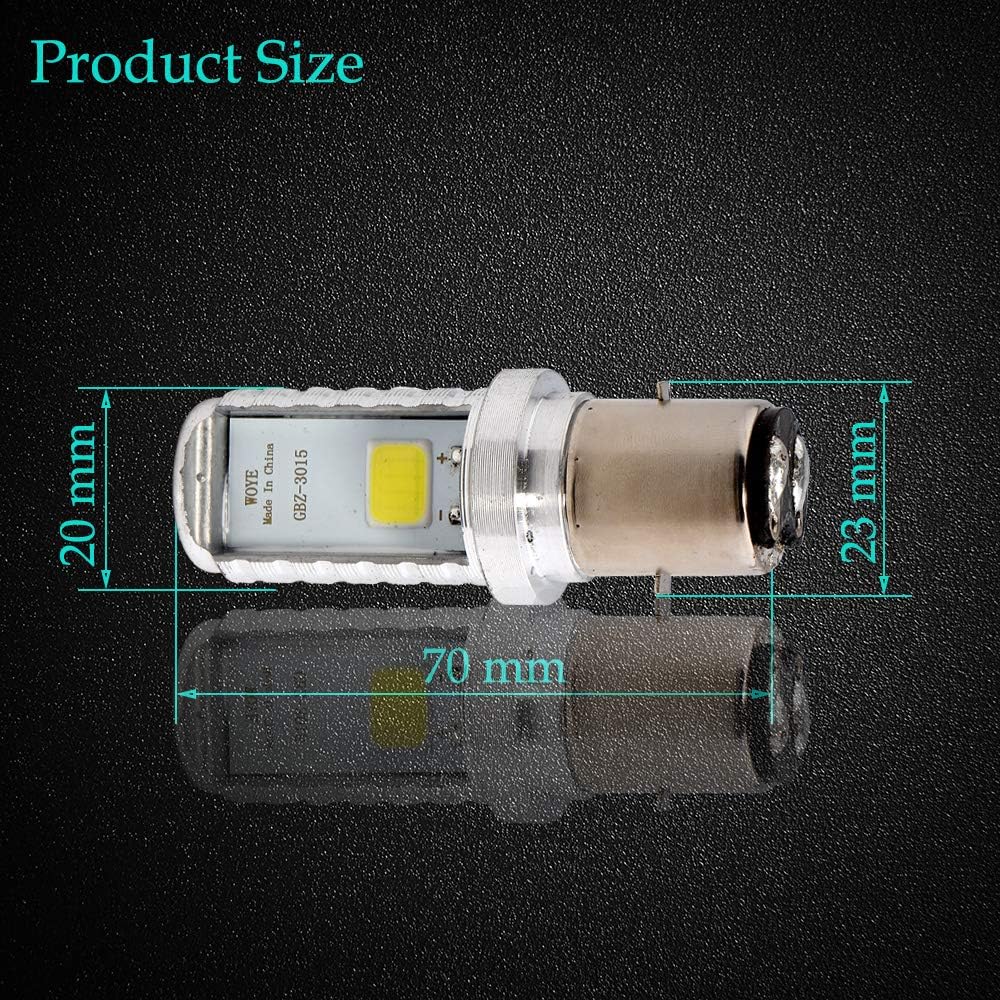 GLL BA20D LED Bulbs S2 Motorcycle Headlight Bulbs COB 10W 900 Lumens for Motorcycles Mopeds Scooters ATV, White - Image 3