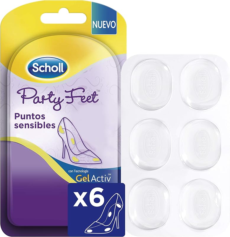 Party Feet, almohadillas protectores puntos sensibles con tecnología gel activ, adaptable a todo tipo de calzados, 6 almohadillas, 6 unidad, 1