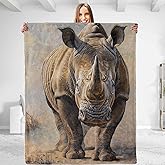 dhakalrlde Aesthetic Rhino Throw Blanket - Soft Plush, Lightweight, Warm, Fuzzy Anti-Pilling Flannel Blanket for Bedroom, Couch, Travel, Sofa - Comfy for Men and Women 50in×60in