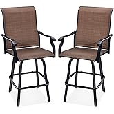 Best Choice Products Set of 2 Swivel Barstools, Bar Height Outdoor Chairs, 360 Rotating Patio Bar Stools w/All-Weather Mesh,