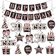 KHAIVI 40-Piece 30th Birthday Decorations Set – Black & Rose Gold Pink – For Women