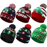 Geyoga LED Christmas Sweater Hat Light up Xmas Beanie Knitted Cap Unisex Winter Hat