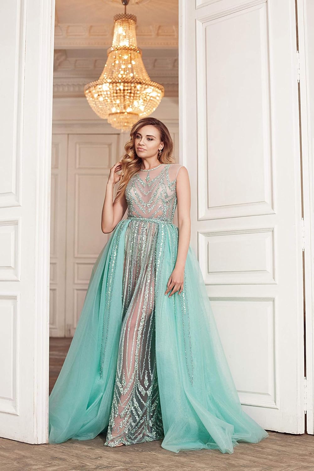 turquoise blue evening dress