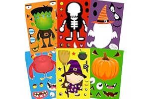HRENCY 30PCS Halloween Stickers Halloween Party Games for Kids Make Your Own Stickers Jack-O-Lantern Make a Face Stickers DIY Halloween Activities Halloween Party Favors