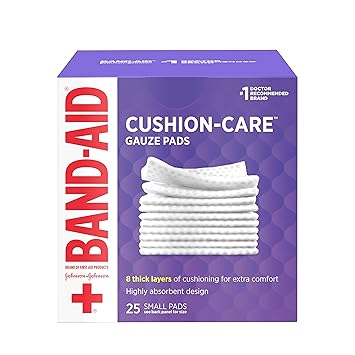 Amazon Com Band Aid Brand Cushion Care Sterile Gauze Pads For Protection Of Minor Cut Scrapes Burns Non Adhesive Wound Care Dressing Pads Small Size 2 Inches X 2 Inches 25 Ct Prime