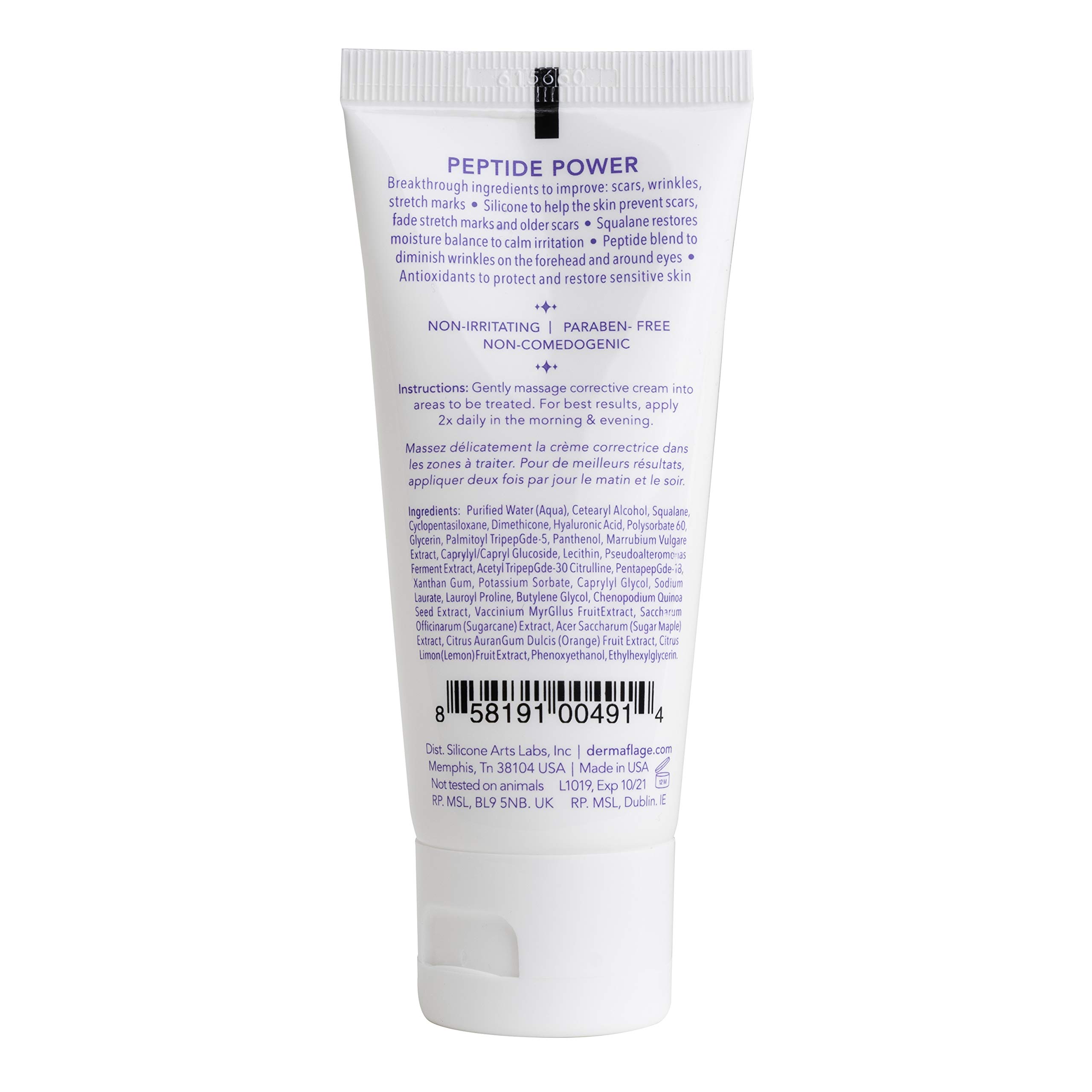 Dermaflage Acne Scar Removal Cream With Peptide Power, Fade Acne, Surgical Scars, Stretch Marks And Wrinkles With Good Skin, 2 oz.