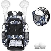 KAVIGOR Lacrosse Bag for Kids and Youth, Lacrosse Backpack with Helmet Holder and Shoes Compartment, Waterproof Field Hockey Gears Bag for Boys & Girls