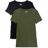 Amazon Essentials Women's Slim-Fit Short-Sleeve Crewneck T-Shirt, Pack of 2