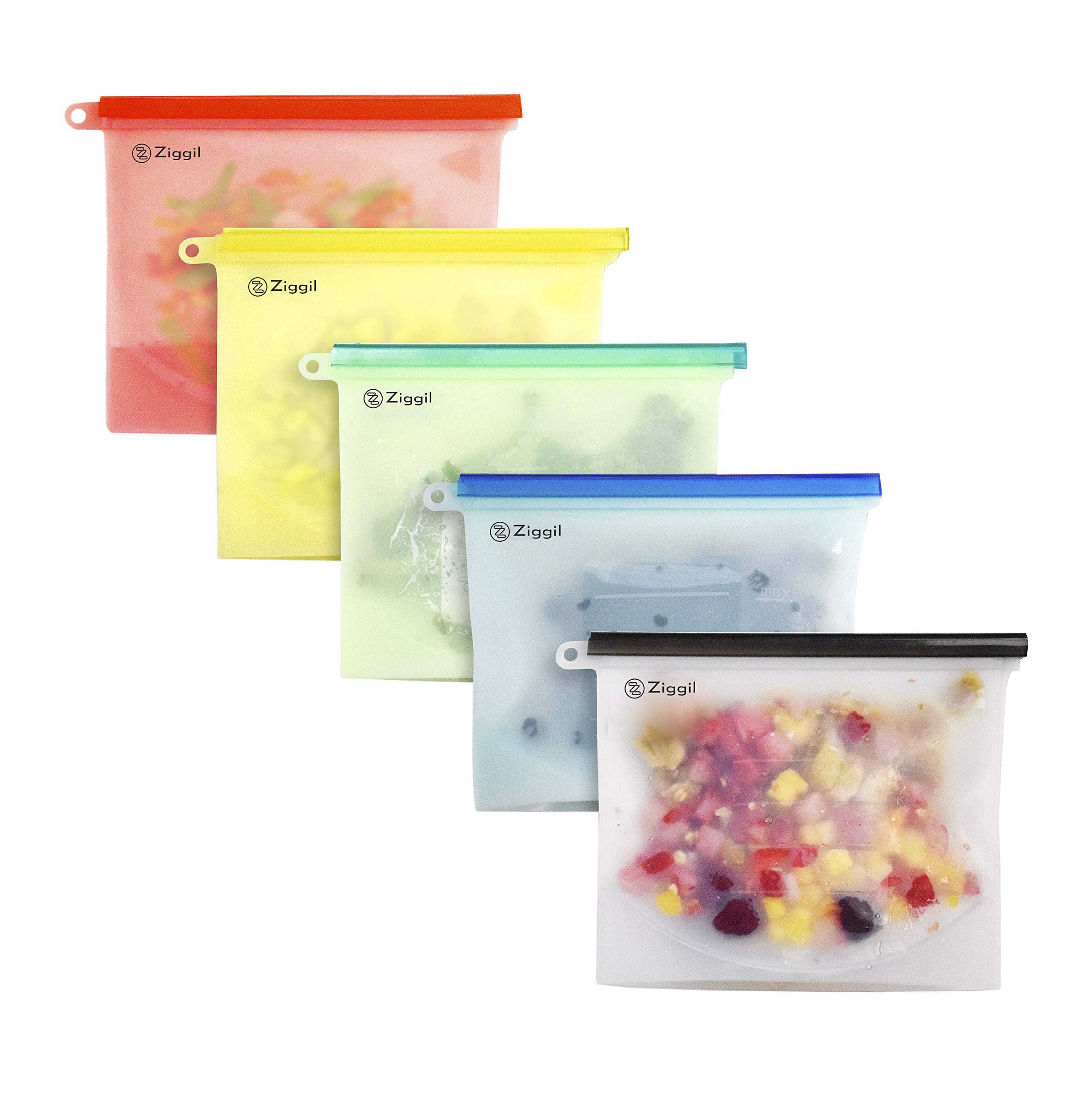 Details About Reusable Silicone Food Grade Storage Bags Set Of 5 Plastic Bag Replacement For - 