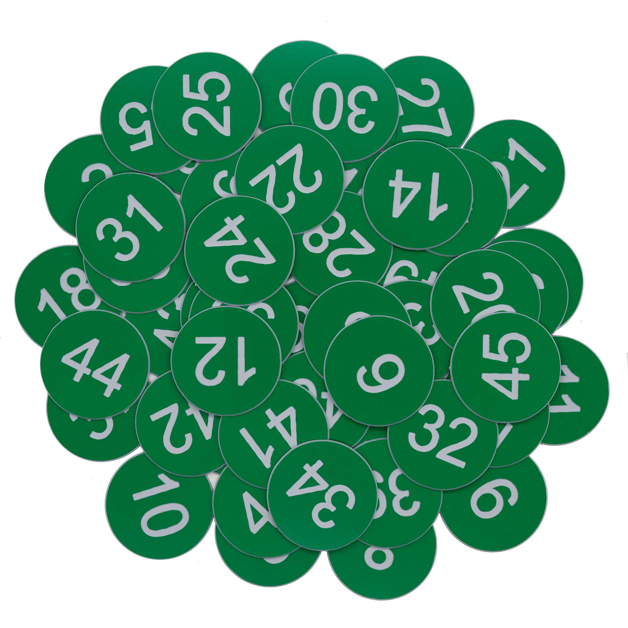 Plastic Number Tags Engraved Numbered ID Key Tags Without Hole (1-100, Green)