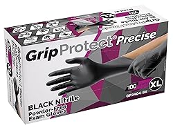 GripProtect® Precise Black Nitrile Gloves, Exam, 4