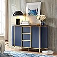 OKD Modern 54" Fluted Sideboard Buffet Cabinet, Buffet Table Coffee Bar Wine Bar Storage Console Cabinet for Dining Room,Hallway, Navy Blue