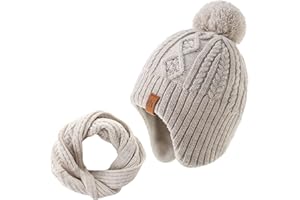 LMLALML Boys Winter Hat Earflap Knitted Beanie for Kids Warm Fleece Lined Thicken Hat for Baby