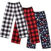 Ekouaer Boys 3 Pack Plaid Lounge Pants with 2 Pockets