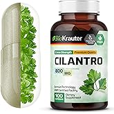 BIO KRAUTER Cilantro Capsules - 800 mg 100 pcs - Vegan & Pure Cilantro Supplement for Rich Source of Antioxidants and Natural Cleansing & Detox - No Fillers, Non-GMO - 25 Days of Supply