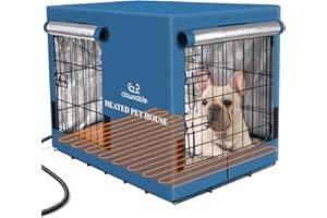 Clawsable Heated Dog House for Outdoor, Dog Crate for Small Medium Intermediate Dogs, 2 Doors Heavy-Duty Dog Kennel Value Pack with Matching Insulated Crate Cover & Bed & Pet Heating Pad