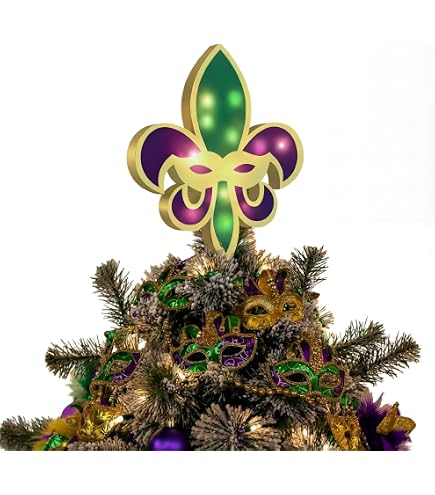 Amazon.com: Halloscume Mardi Gras Tree Toppers Decorations LED