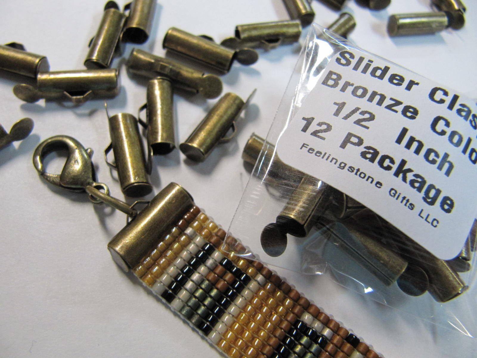 Bead Loom Slider Clasp, 1/2 Inch Long, Fits Size 11 or 8 Beads, Antique Bronze, Bead loom Clasp, Bracelet Findings, Bead Loom Patterns, 12 Package, LIMITED STOCK