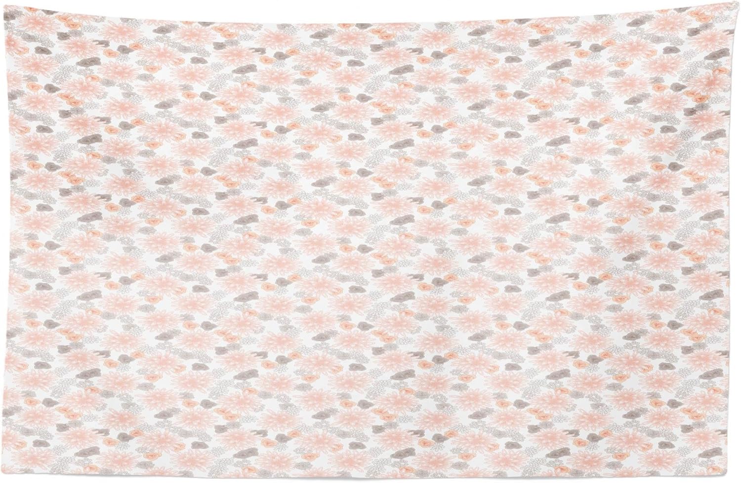 Lunarable Flower Tapestry, Pastel Colored Blossoms Romantic Garden with Chrysanthemum Feminine Design, Fabric Wall Hanging Decor for Bedroom Living Room Dorm, 45