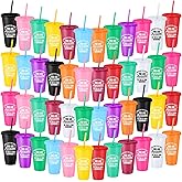 Inbagi 48 Pack Thank You Gift You Are Awesome Cup Bulk Employee Appreciation Gift 24 oz Plastic Tumbler with Lid and Straw Inspirational Reusable Tumbler for Social Worker Coworker Teacher Nurse Team