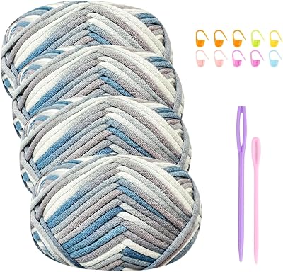 Renyiz Chunky Yarn Cotton Nylon Crochet Kit 50g 10 Balls Gray with Accessories