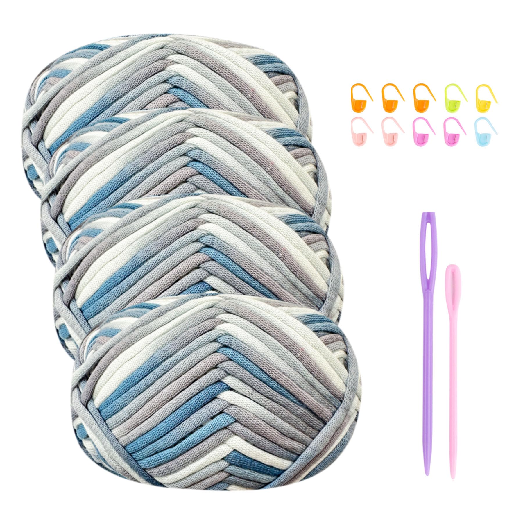 Chunky Yarn for Crochet Cotton Yarn for Crochet Chunky Wool 4x50g Crochet Yarn for Beginners Crochet Wool Knitting Yarn with Crochet Accessories Gray Yarn