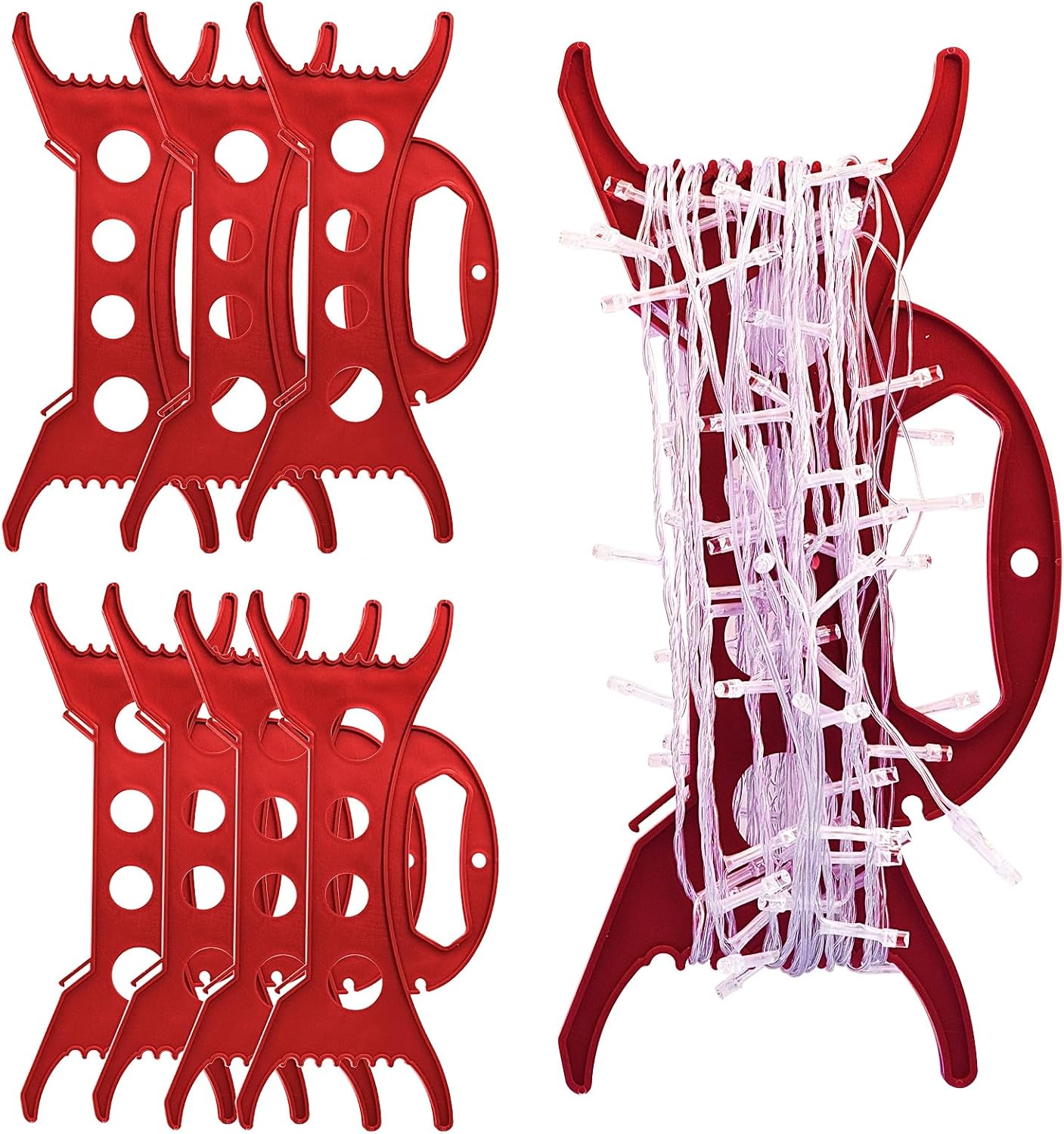 Holiday Décor Storage - 8PCS Christmas Lights Storage Holder Red Christmas Lights Organizer All Purpose Light and Cord Wind Up Cord Storage Reel Extension Cord Organizer Christmas Light Winder for Tree Lights Garland Beads