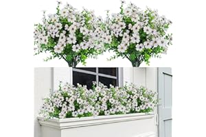 RECUTMS Fake Flowers Greenery Shrubs Plants,Artificial Faux Plants Flowers Outdoor Outside Decoration,Faux Silk Daisy UV Sun 