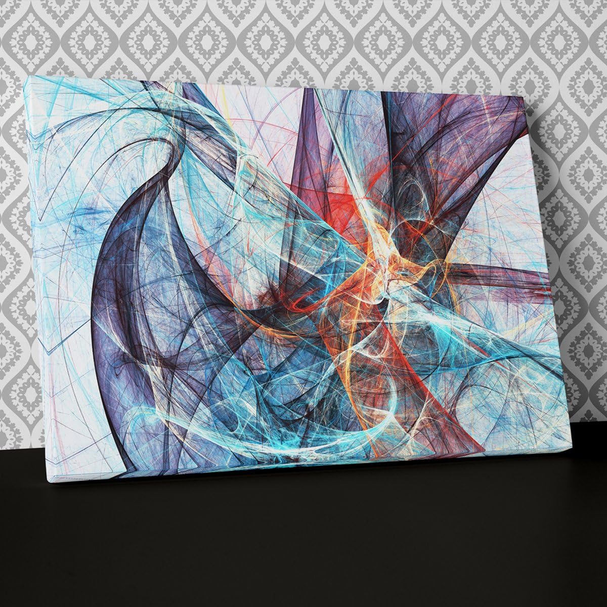Modern Blue Psychedelic Canvas Wall Art Abstract Picture Print AB1041