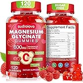 Magnesium Glycinate Gummies 600mg – Sugar Free Magnesium & Potassium Dietary Supplement with Vitamin D, B6 and CoQ10 for Calm Support & Sleep for Adults - High Absorption - Raspberry Gummies