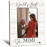 Beliran Mimi Gifts Picture Frame 5x7, Grandma Photo Frame, Christmas Mothers Day Birthday Gifts for Mimis from Grandkids, World's Best Mimi Wooden Picture Photo Frames for Desk Home Room Decor