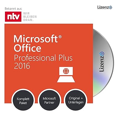 Original Microsoft® Office 2016 PRO (Professional Plus) Lizenzschlüssel + Lizenza ISO CD / DVD für 32 und 64 bit Deutsch inkl