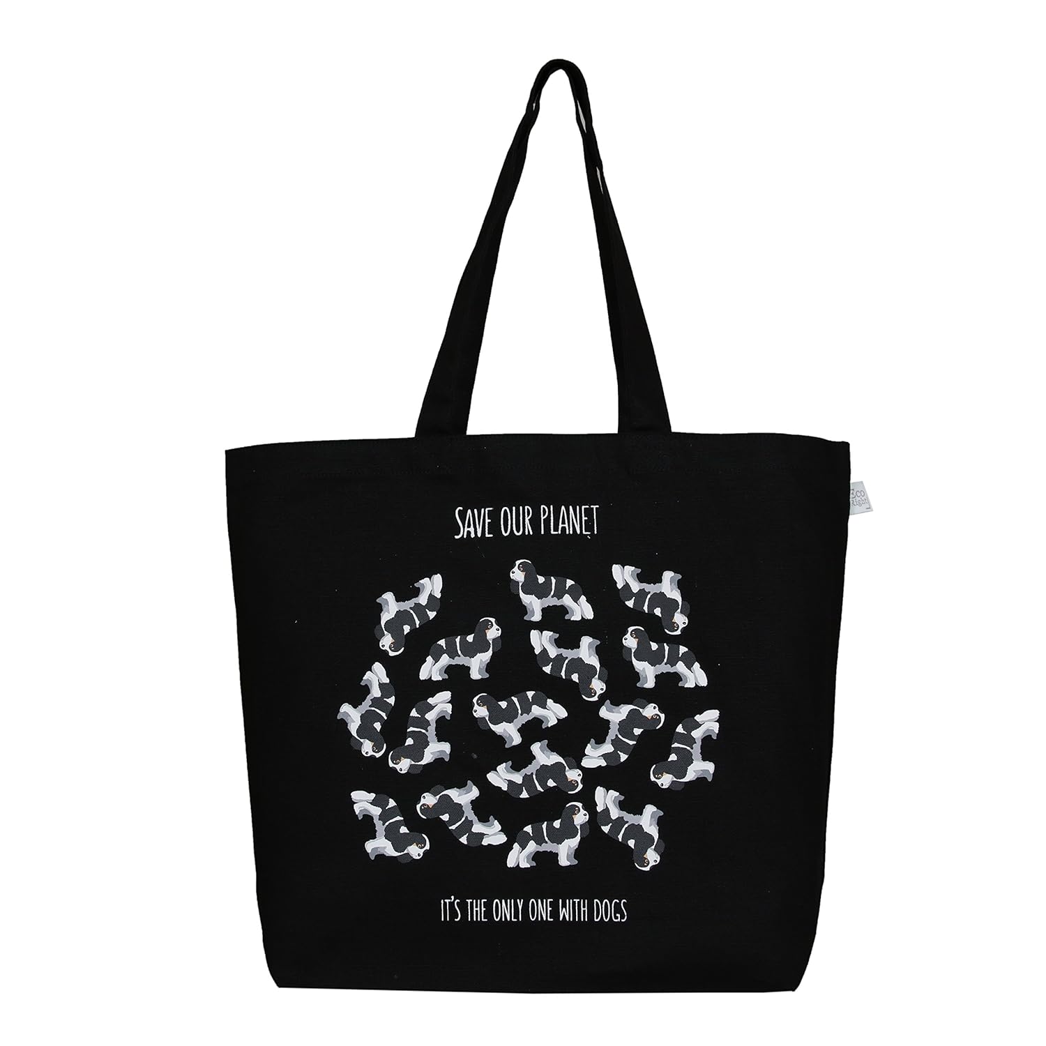ecoright reusable 100% cotton ecofriendly large tote bag printed "save the dog planet"