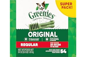 GREENIES Dog Treats Original REGULAR Natural Dental Care, (54 Treats) 54oz. Pack