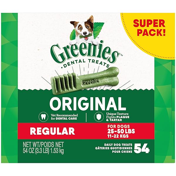 GREENIES ORIGINAL REGULAR NATURAL DENTAL CARE DOG TREATS,...