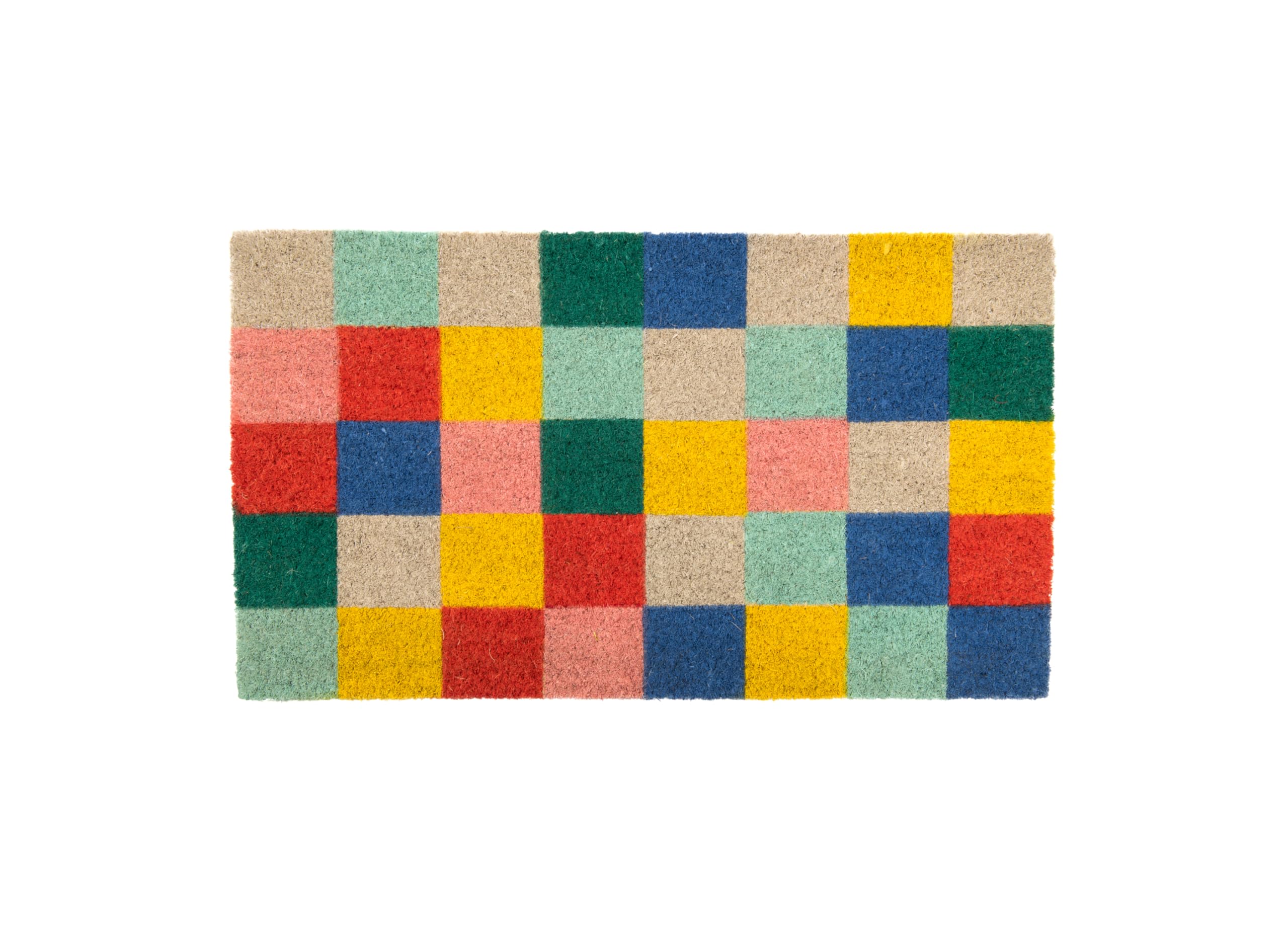 Fisura - Original Coconut Doormat with PVC Anti-slip Backing. Entrance Doormat. Hand Painted. Size: 70 cm x 40 cm. (Plaid, multicoloured)