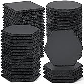 60 PCS Black Slate Stone Coasters Bulk, MAPRIAL 4 Inch 20 PCS Square, 20 PCS Round, 20PCS Hexagon Handmade Drink Coaster for Laser Engraving, Engravable Blanks Material for Engraver, Gifts, Halloween