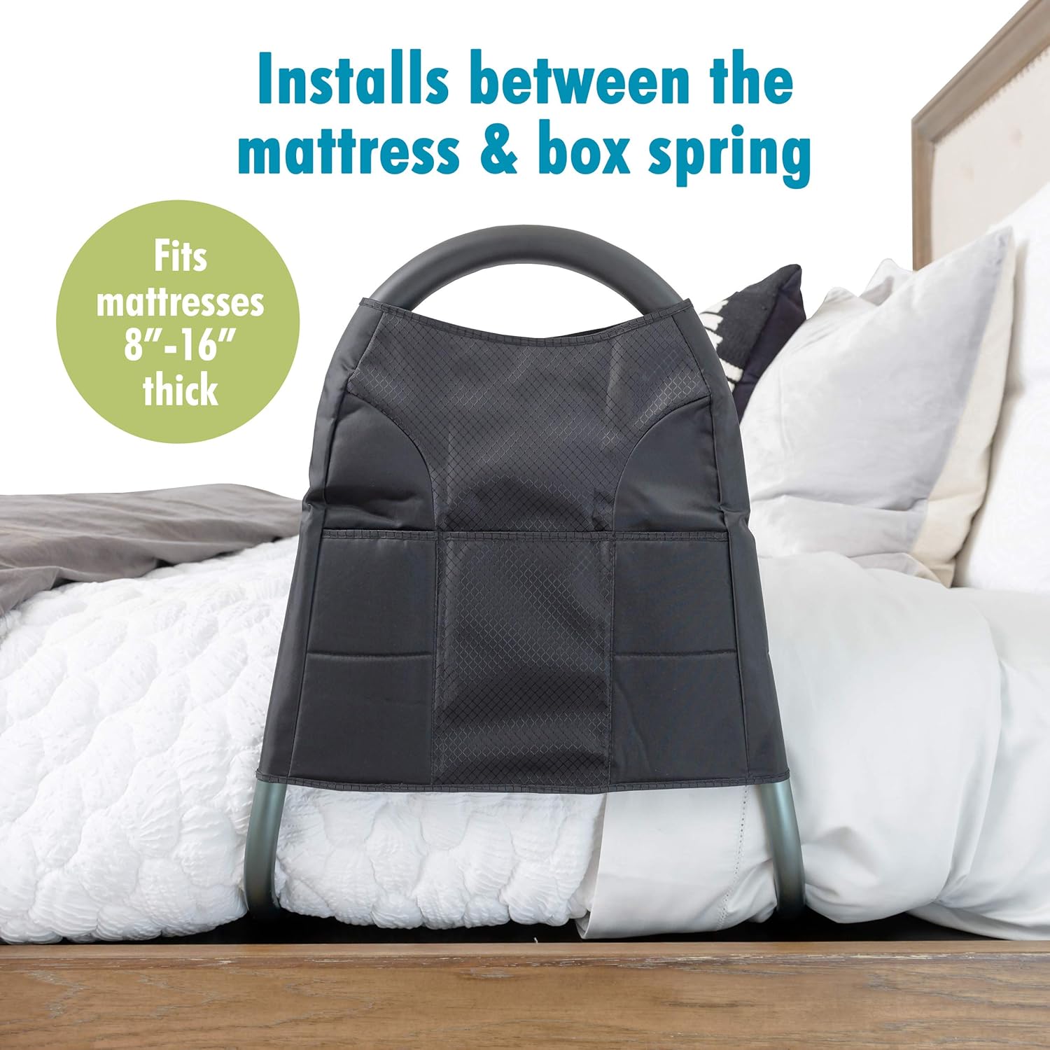 Able Life Bedside Mighty Rail, Travel Bed Rail and Assist Bar for Seniors with Organizer Pouch: Health & Personal Care