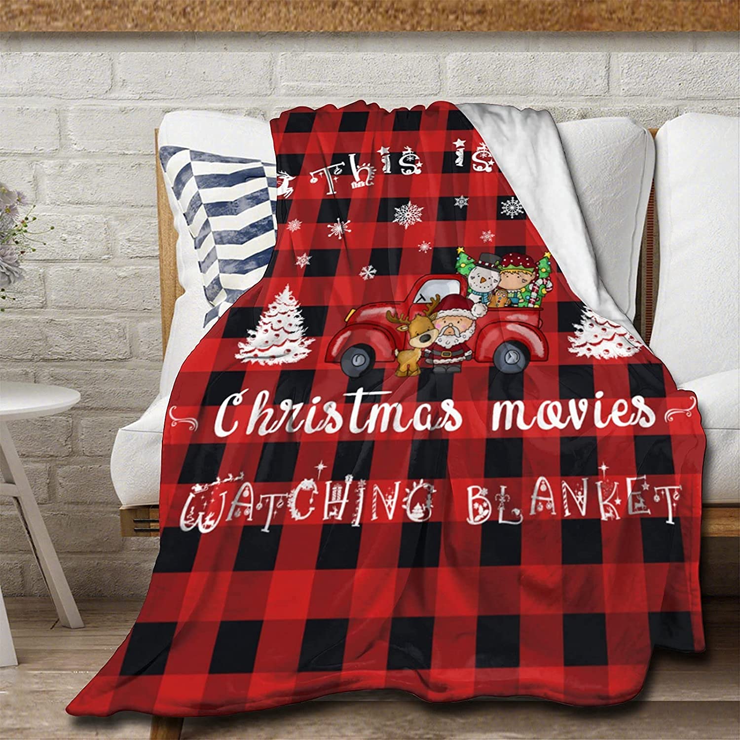 zoke This is My Christmas Movie Watching Blanket Tree Truck Red Flannel Blanket,Lightweight Microfiber for Bed Couch Chair Living Room 60x50 Inch for Teen